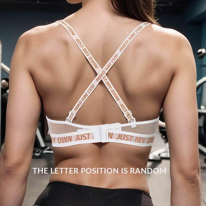 Женский сексуальный полупрозрачный бюстгальтер с подкладкой пуш-ап с бретельками с буквами, бюстгальтер с открытыми плечами, дышащая сетка, спортивное нижнее белье для отдыха 75B-90B