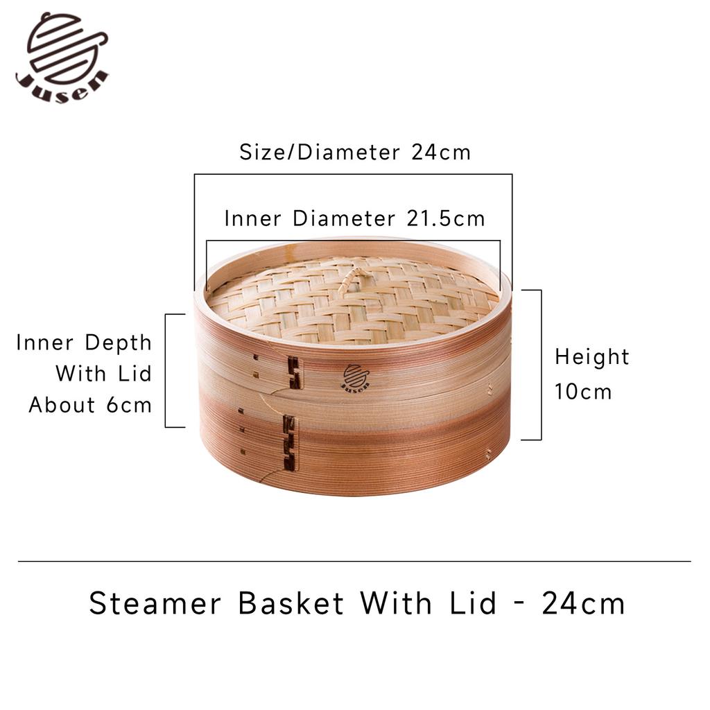Wooden Cedar Bamboo Steamer Basket Handle 5-6L Capacity Gas Induction Ready for Dumpling Baby Bao Dim Sum Rice Potsticker