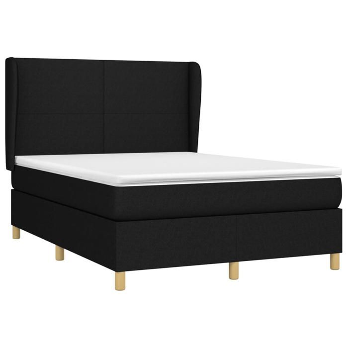 Maison Exclusive - Sommier à lattes de lit avec matelas Noir 140x190 cm Tissu