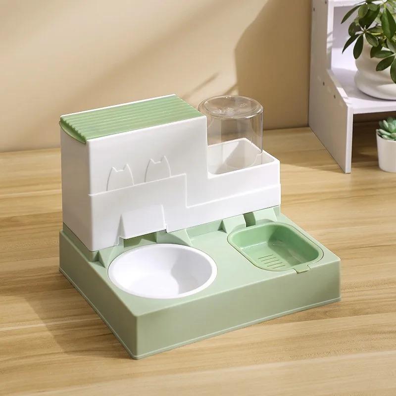 Cat Bowl Double Bowl Automatic Drinking Automatic Feeder Cat Food Bowl Dog Food Bowl Drinking All-in-One Cat Food Bowl