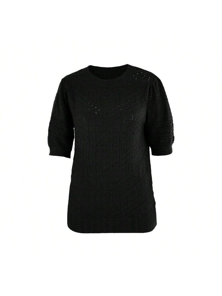 Women's Dot Knit Pullover Sweater Short Sleeve Cute Summer Blouse Top