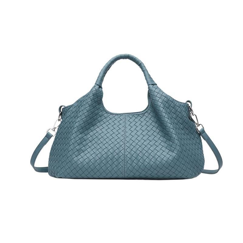 Large capacity retro leather woven big bag women's 2025 high sense shoulder crossbody women's bag casual middle-aged mother bag