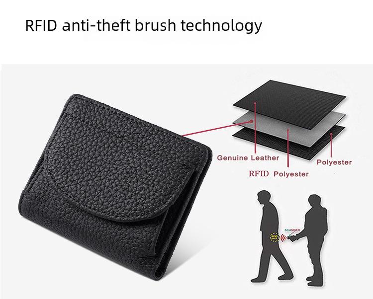 Женский кошелек из натуральной кожи с защитой от кражи RFID, безопасный кошелек для монет, модный дизайн пряжки