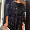 Женское мини-блестящее платье с длинным рукавом Сверкающее платье из бисера Модное темпераментное элегантное сексуальное вечернее платье с блестками Праздничная вечеринка Коктейльная вечеринка