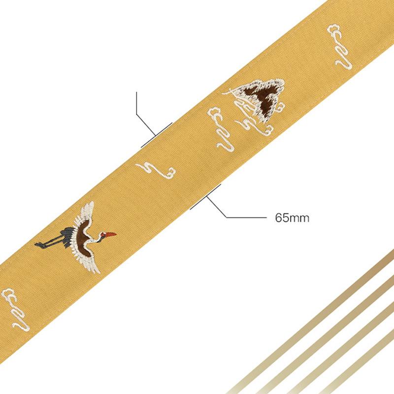 1M Vintage Chinese Crane Embroidered Jacquard Ribbon 6.5cm Trim Braid DIY Table Flag Trimmings Garment Hanfu Accessory Craft