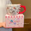 Керамическая кружка Sanrio Hello Kitty Большой емкости Парная кружка для воды Для девочек Высокая ценность Кофейная кружка Подарок на день рождения