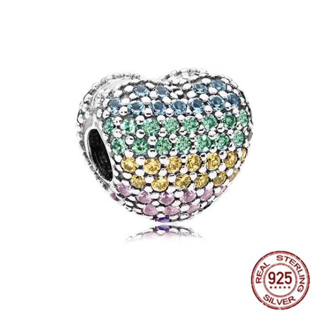 Подвеска-клипса, подвеска из стерлингового серебра 925 пробы, подходит для браслета, женский ювелирный подарок, красочный единорог, радуга