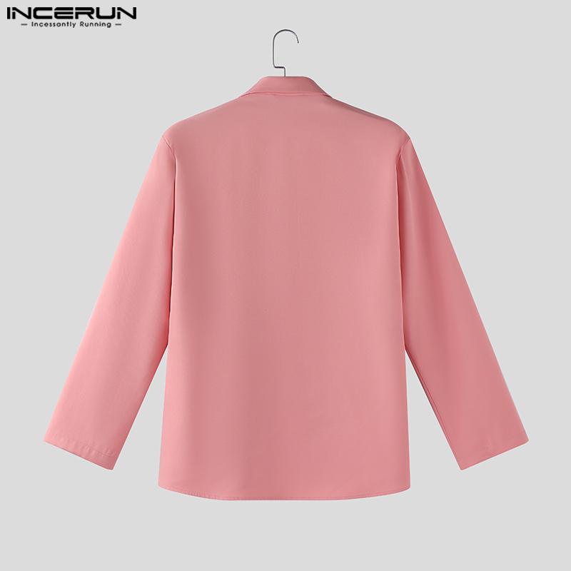 INCERUN Мужские пиджаки с лацканами, длинными рукавами, на одной пуговице, повседневные, свободные, тонкие