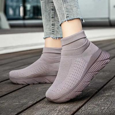 Мода Лето Большой Размер Женская Обувь Летние Кроссовки на Платформе Светло-Голубые Каблуки-Шпильки Спортивные Кроссовки Дропшиппинг Тренажер Депорте