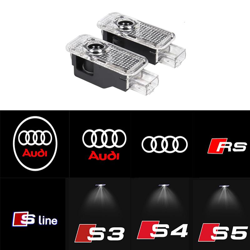 Для Audi S4 2 шт. Светодиодная подсветка приветствия на двери с логотипом автомобиля Для Audi A4 A6 C6 C7 A5 A7 A8 Q3 Q5 Q7 TT S3 S6 RS3 RS4 RS5 Sline Quattro Автоаксессуары