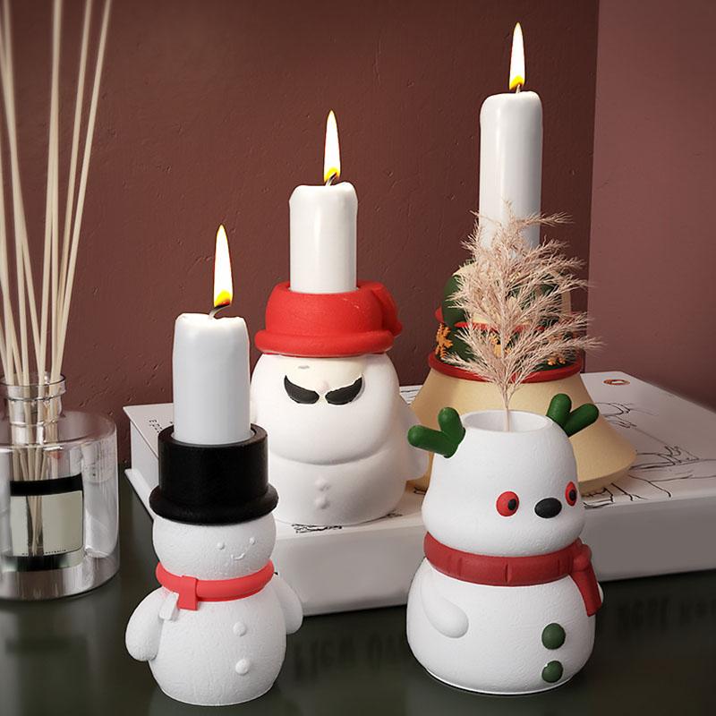 Рождественский подсвечник из смолы, цветочный горшок, силиконовая форма, сделай сам, снеговик, эпоксидная смола, Лось, колокольчик, Санта-Клаус