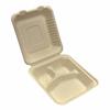 Disposable, Eco-friendly, and Stylish Lunch Box Containers, Unbleached Molded Food Packs with 3 Compartments, B036M-3C, 50 Pieces