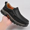 Retro Style Leather Loafers Mens Comfort Casual Shoes Breathable Male Driving Footwear Moccasin Travel Climbing Camping Footwear
