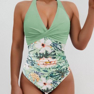 Новый купальник бикини с принтом, на шнуровке халтер, с высокой талией, цельный, сексуальный