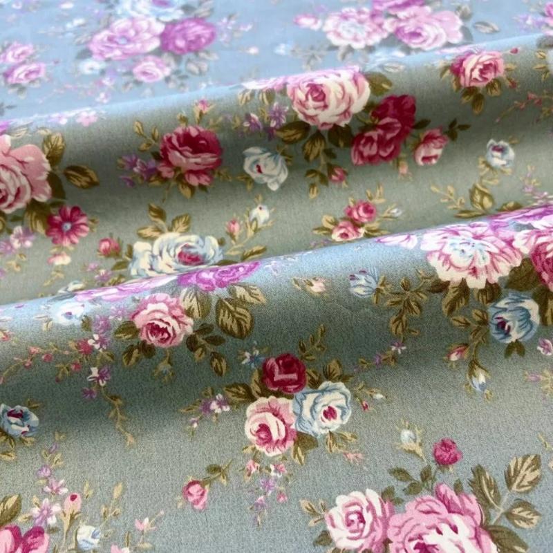 160x100см Хлопковый твил с винтажным принтом "Розы" для DIY постельного белья, ручной работы, скатерти, декора, лоскутного шитья