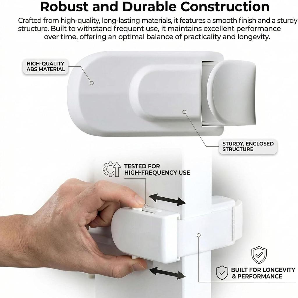 Childproof Safety Lock For Interior Doors Kids Can't Reach or Defeat No Installation Tools Required, Works with Door Knob, Lever or Handle