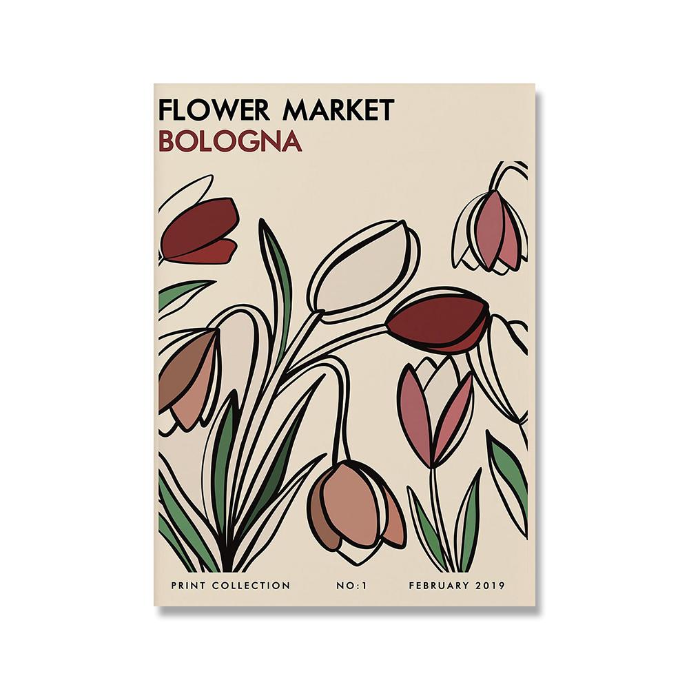 Abstract Flower Market Vintage Botanical Wall Art Canvas Painting Nordic Posters And Prints Wall Pictures For Living Room Decor