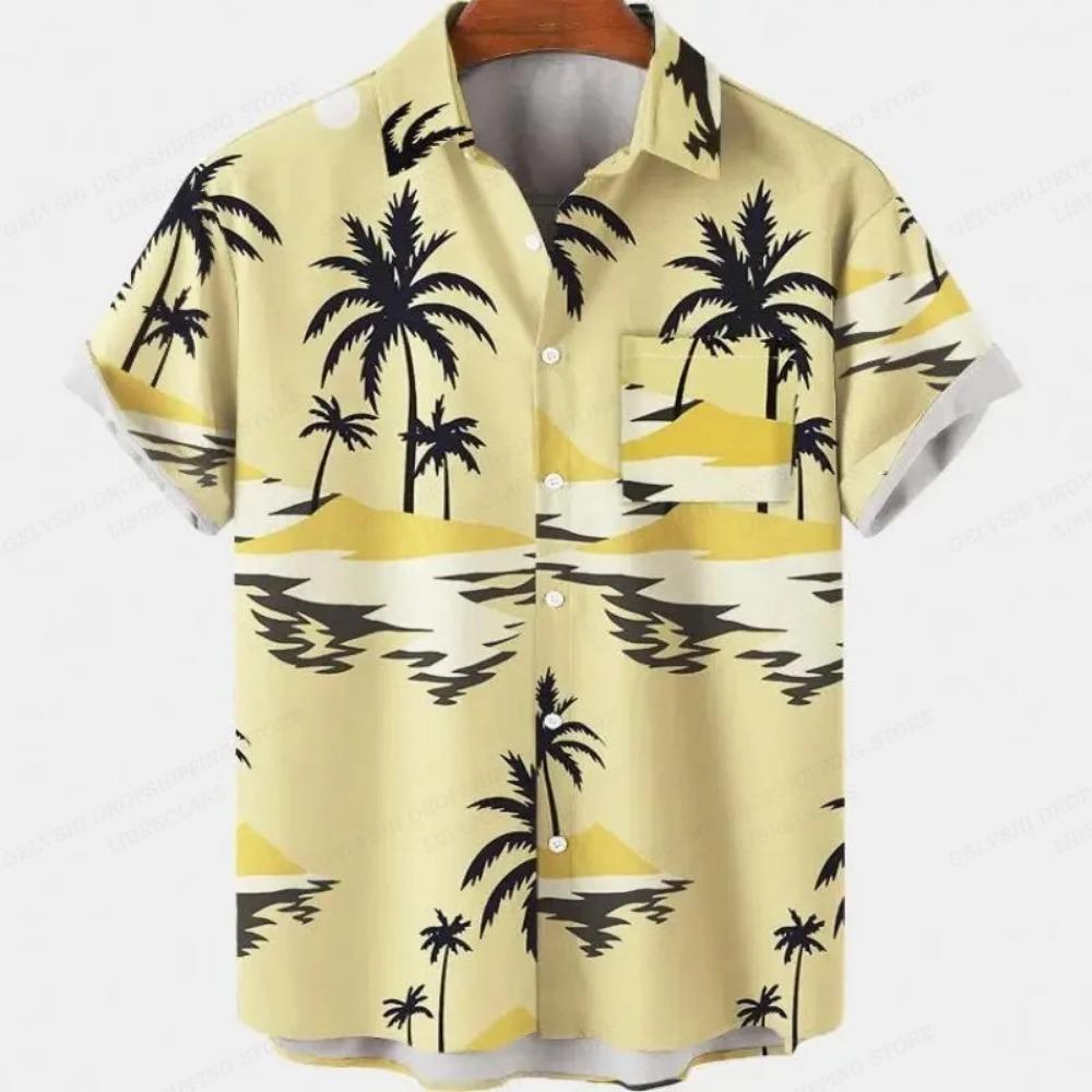 Рубашка Hawaii Summer Coconut с 3D-принтом на воротнике для мужчин, повседневная, модная, удобная, однобортная, пляжная одежда
