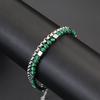 Fashion 2Pcs/Set Cuban Chain Bracelet With Stainless Steel 4mm Tiger Eyes Malachite Stone Strand Braslet Hiphop Rock Accessories