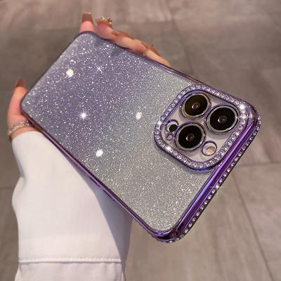 Чехол для телефона с блестящим алмазным покрытием для Iphone 13 11 12 14 Pro Max Plus X Xr Xs 14, мягкий силиконовый защитный противоударный чехол для линз