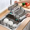 48cm Adjustable Stainless Steel Sink Rack Sink Dish Rack Dish Holder Kitchen Sink Storage Rack Dish Draining Rack Fruits Drainer