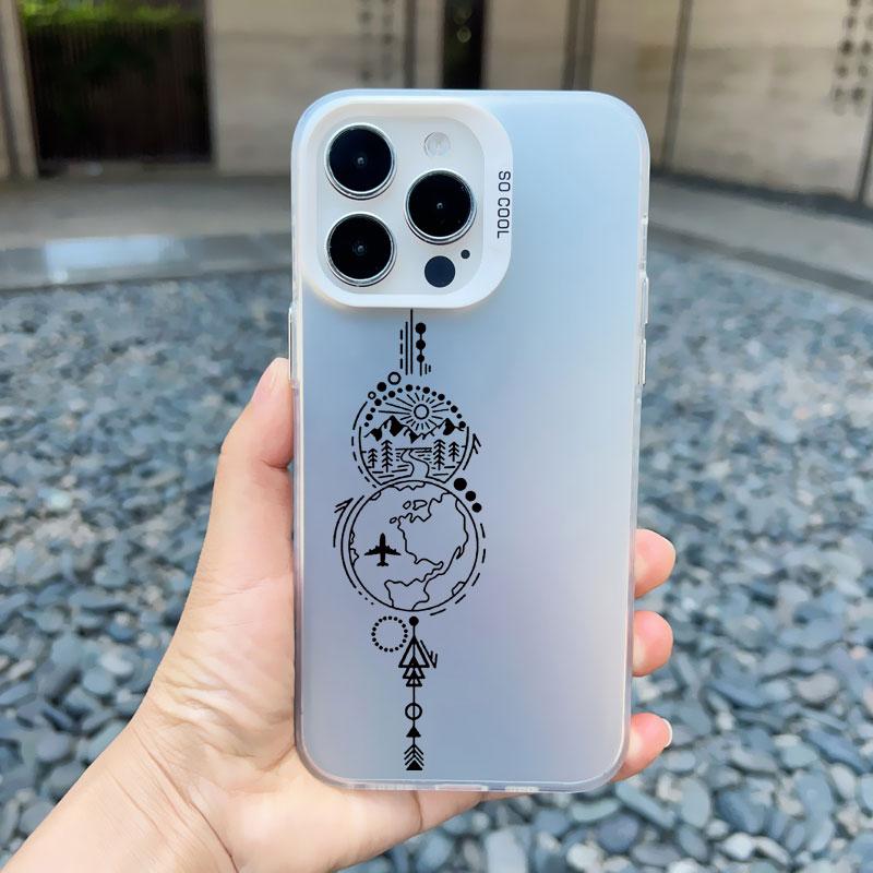Популярный чехол для телефона с изображением карты мира и самолета для iPhone 11 12 Pro Max 13 Mini 15 13 14 Pro Max Plus, задняя крышка, противоударные, лазерные