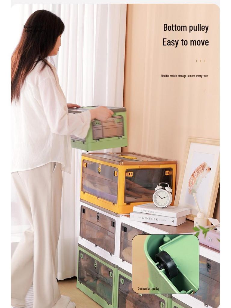 Plastic Folding Storage Box - Dustproof Quilt, Magazine, and Stationery Organizer for Home, Bedroom, and Dormitory.