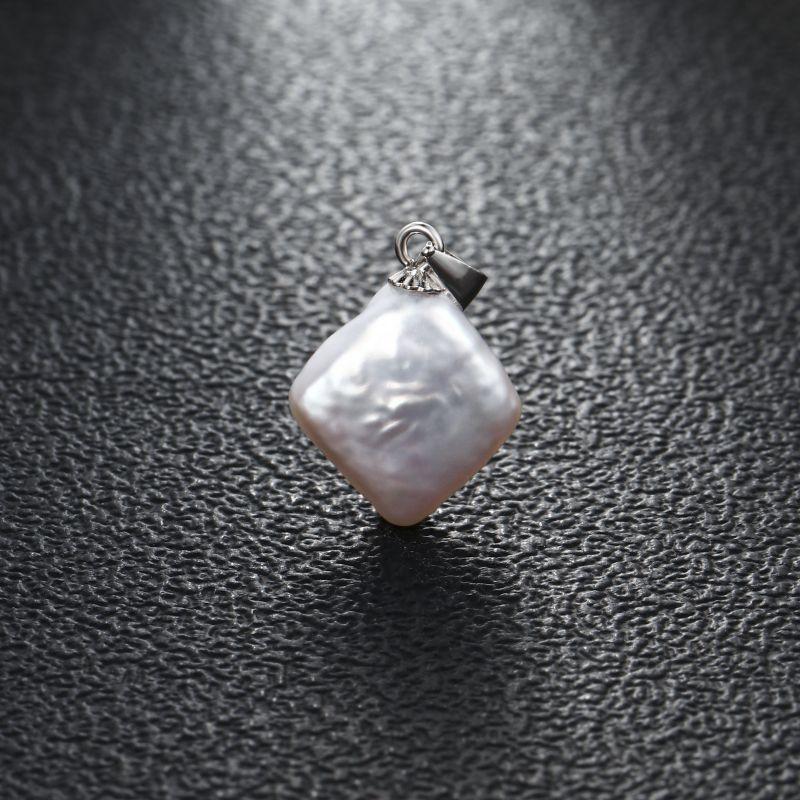New Fashion Natural Freshwater Multiple Shape Baroque White Pearl 925 Silver DIY Pendant Buckle For Women Girls Jewelry