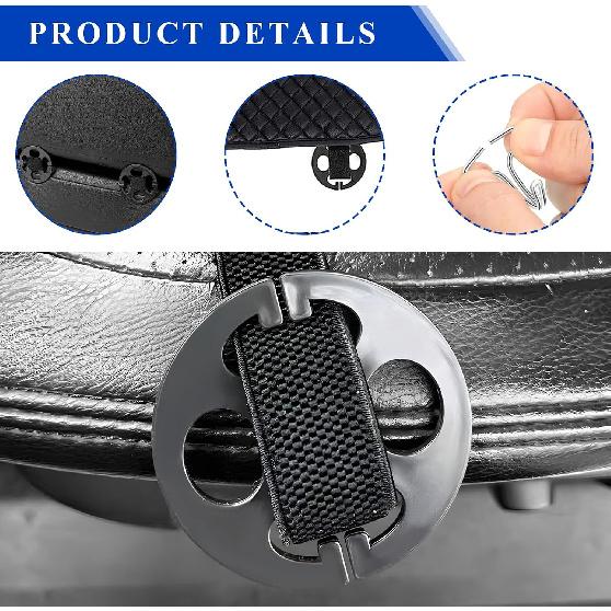 32 PCS Car Seat Cover Plum Plate Metal Hooks, 16 Metal Fixing Hooks & 16 Auto Seat Covers Chucks, Anti-Slip Plastic Card Fixed Fastener Locking Clip