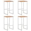 VidaXL Bar Stools 4 Pcs Solid Acacia Wood and Stainless Steel