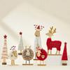 Christmas Tabletop Decoration Plush Wool Felt Reindeer Santa Tree Figurine with Wooden Base for Winter Tiered Tray Mantel Decor