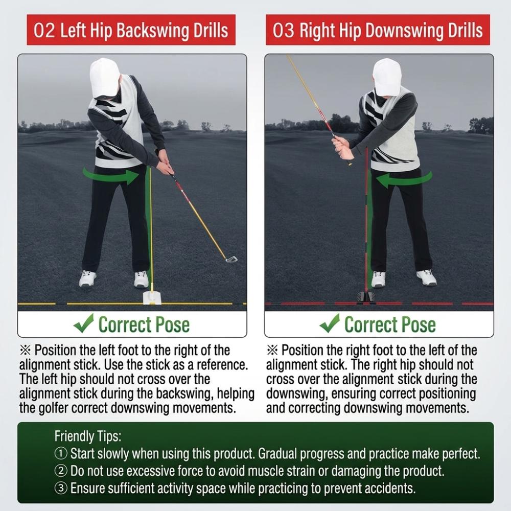 7 Adjustable Angles Golf Alignment Stick Holder Portable ABS Base Golf Training Aid Swing Practice