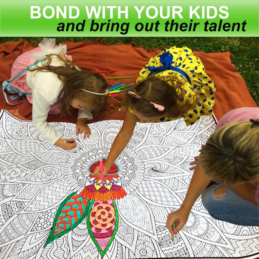 Mandala Coloring Poster for Adults and Kids - Large Wall Coloring Poster for Classroom Office Family - Giant Coloring Posters Collaborative - Big