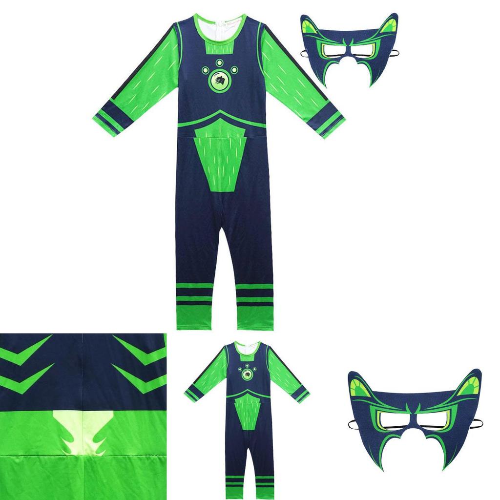 Wild Kratts Creature Power Suit Costume For Kids With Green Navy Jumpsuit And Mask