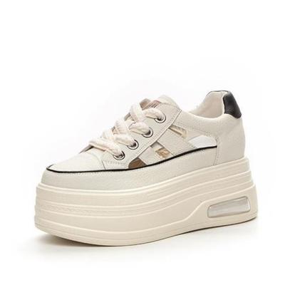 Модные высококачественные 9 см тапочки из натуральной кожи на шнуровке с открытым носком повседневные сандалии на платформе и танкетке женские летние шлепанцы