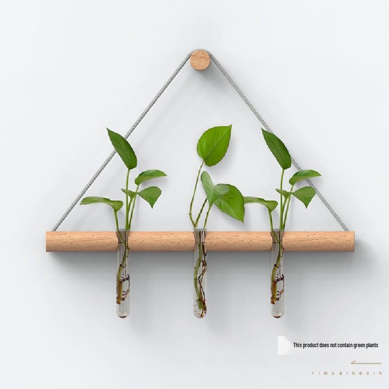 Elegant Wall Hanging Hydroponic Vase with Hemp Rope for Plants and Pothos
