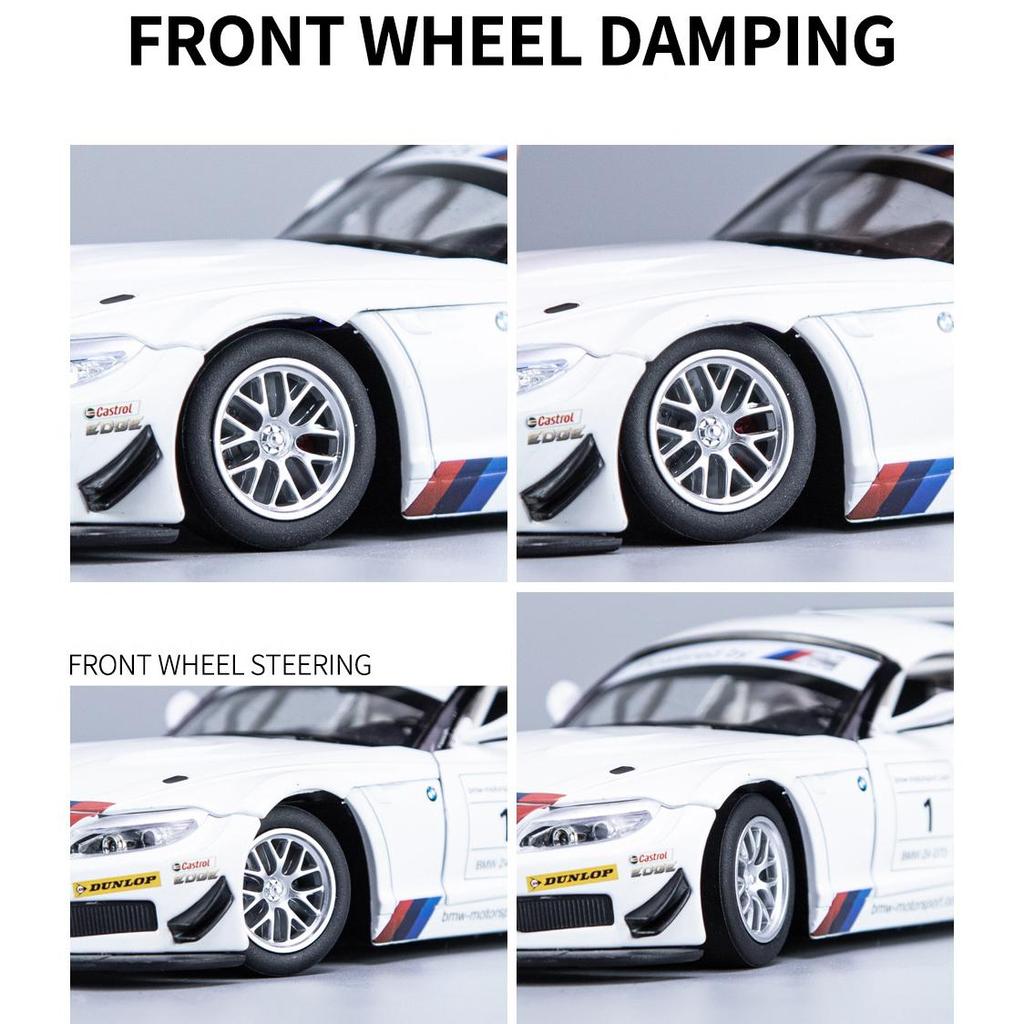 Масштаб 1/24 Z4 GT3, литая под давлением модель автомобиля, игрушечный автомобиль с откатным механизмом, звуком и светом для детей, коллекция подарков для мальчиков и девочек