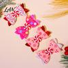 Decorative Bows for Christmas Outfits Candies Bow Hair Clip Women Girls, Sweet Glitter Hairpins, Artificial Leather Cute Holiday Barrettes Clip, Pink