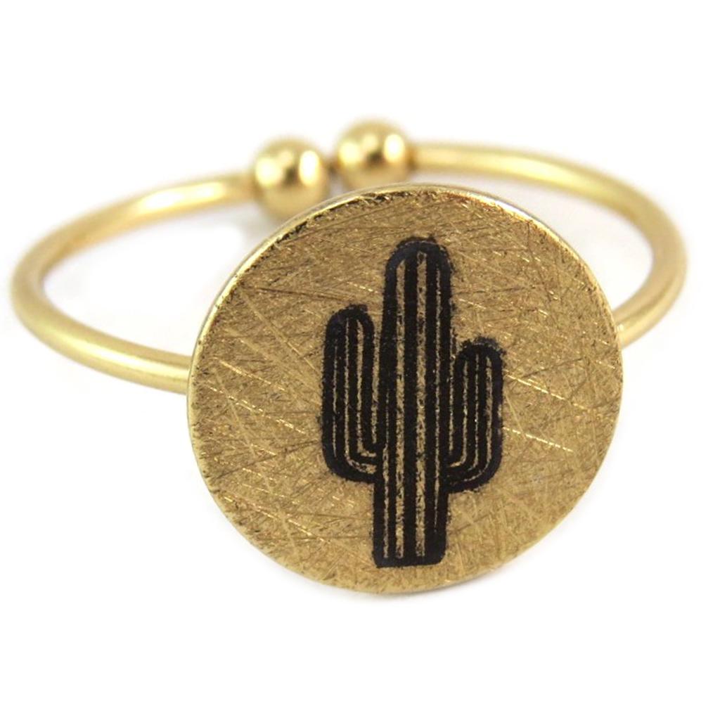 7bis [Q6226] - Handcrafted Gold 'Cactus' Ring - 11x11 Mm