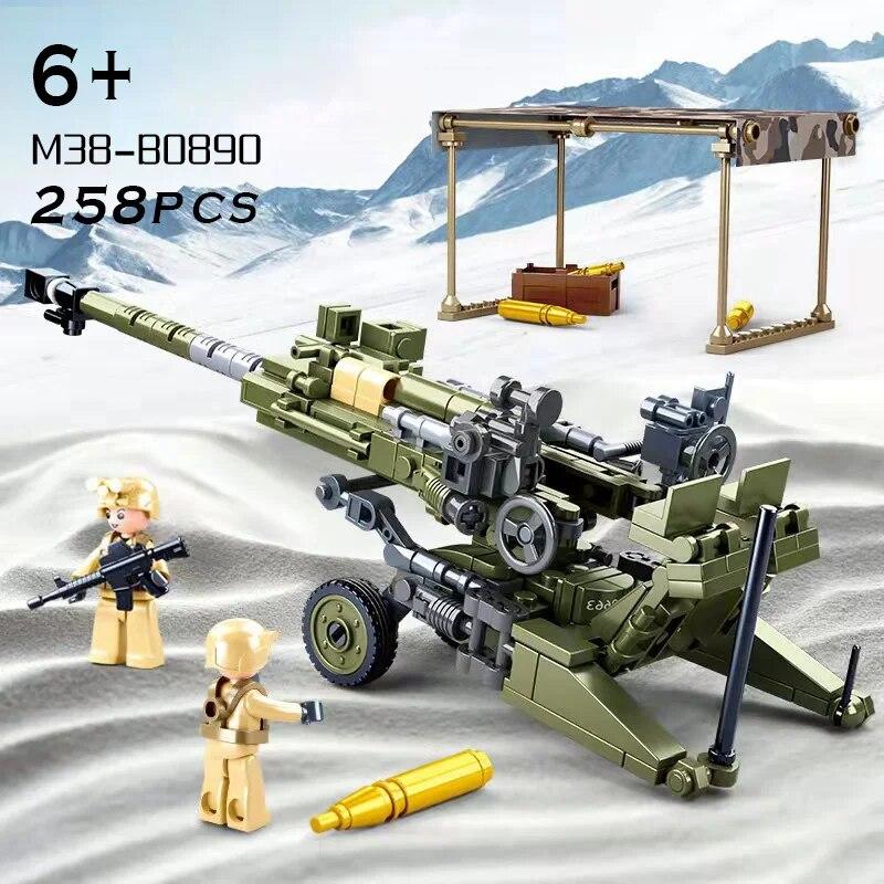 WW 2 Military The M777 Light Howitzer Army War Weapon Building Blocks Kits Bricks Classic Model Kids Toys Boys Gifts