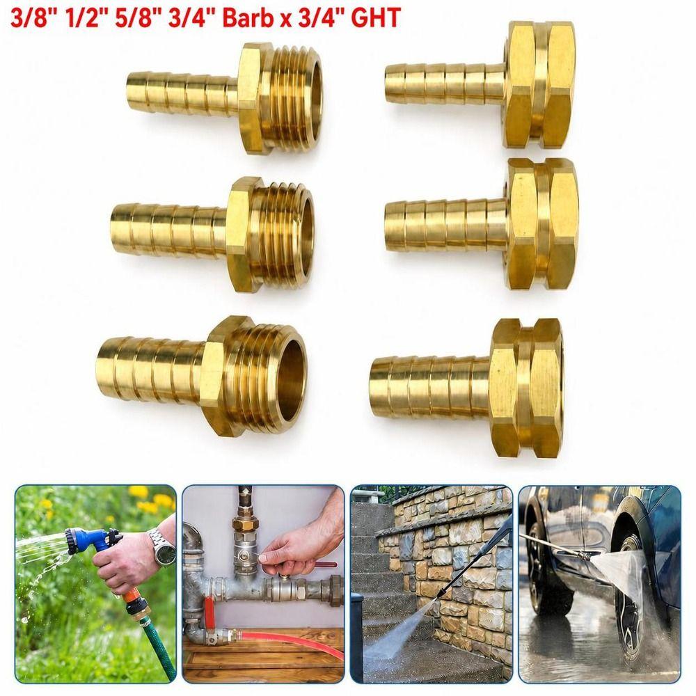3/4" GHT Brass Barb Fitting 3/8" 1/2" 5/8" 3/4" Barb Barb Fitting Connector Car Washin
