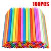 100pcs Colorful Disposable Plastic Straws Wide Straw for Milk Tea Juice Cocktail Drink Wedding Birthday Party Straw Accessories