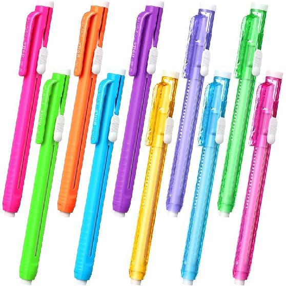 Pangda 10 Pieces Retractable Mechanical Eraser Pen, Pen-Style Erasers Pencil Click Big for Drawing, Art, Drafting, Sketching Adults, Kids Office,
