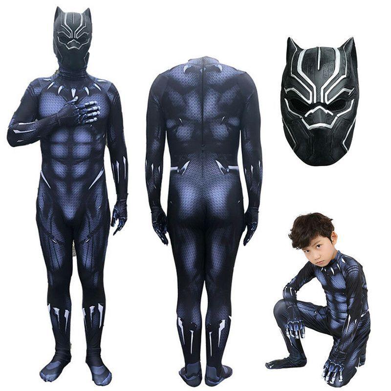 Premium Quality Black Panther Superhero Cosplay Jumpsuit For Adults And Kids