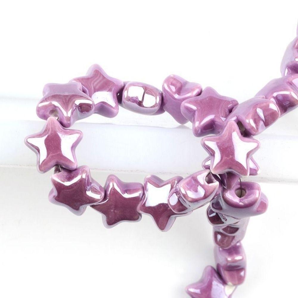 10pcs Ceramic Ceramic Spacer Loose Beads Cartoon Design Jewelry Making Material Star Beads Women