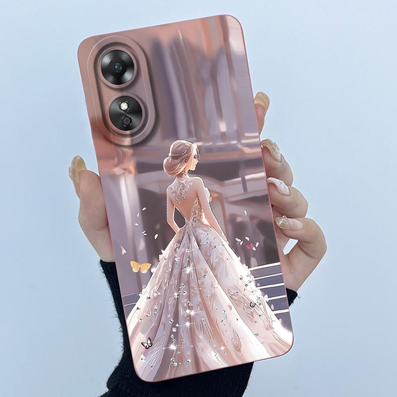 Для OPPO A17 A17K 2022 CPH2477 Чехол Задняя крышка Милый Панда Милые Девочки Мягкий Силикон ТПУ Чехол для Телефона Ударопрочный Защитный Корпус