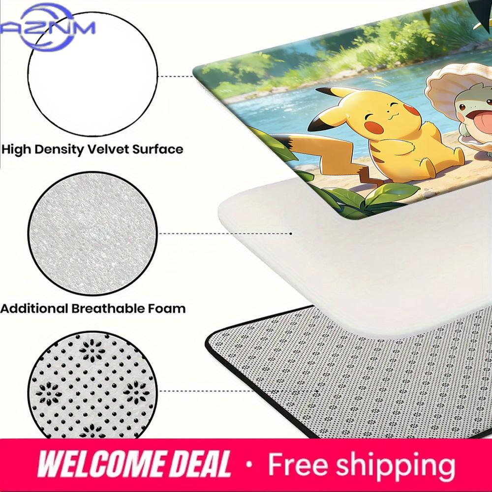 Pokemon Pikachu & Bulbasaur Riverbank Print Doormat Anti-slip Absorbent Floor Mat for Home Entrance Bedroom Living Room Decor