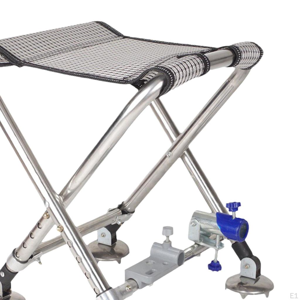 Camp Stool Fishing Chair Footrest with Rod Holder Compact Saddle Footstool for Garden
