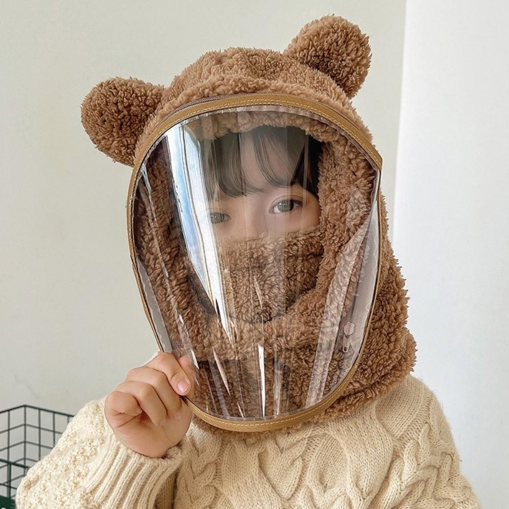 Plush Integrated Hat Mask Thickened Windproof Mask Cap Winter Warm Full Face Mask Hat for Kids