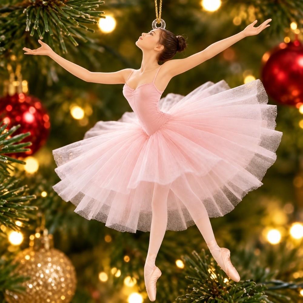 Pink Dress Ballet Girl Car Pendant 2D Flat Decorative Pendant Exquisite Ballet Girl Keychain Car